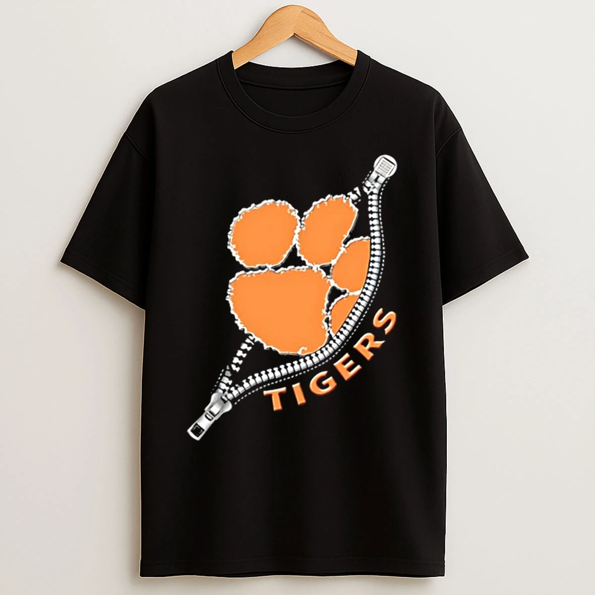 Classic Zipper X Clemson Tigers Football Logo T Shirts