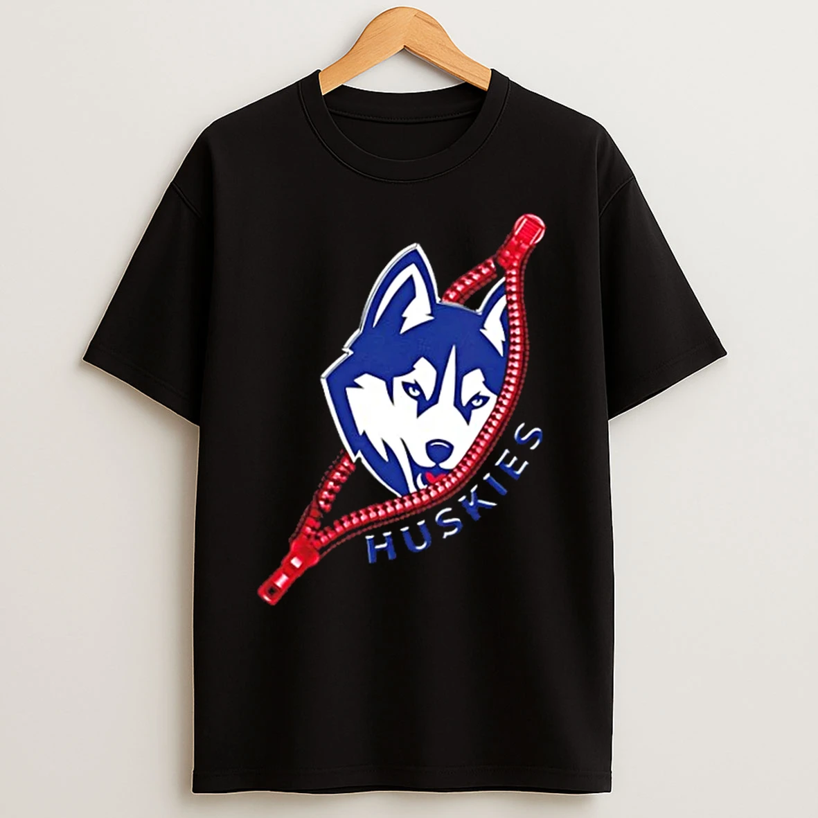 Classic Zipper X Connecticut Huskies Football Logo T Shirts