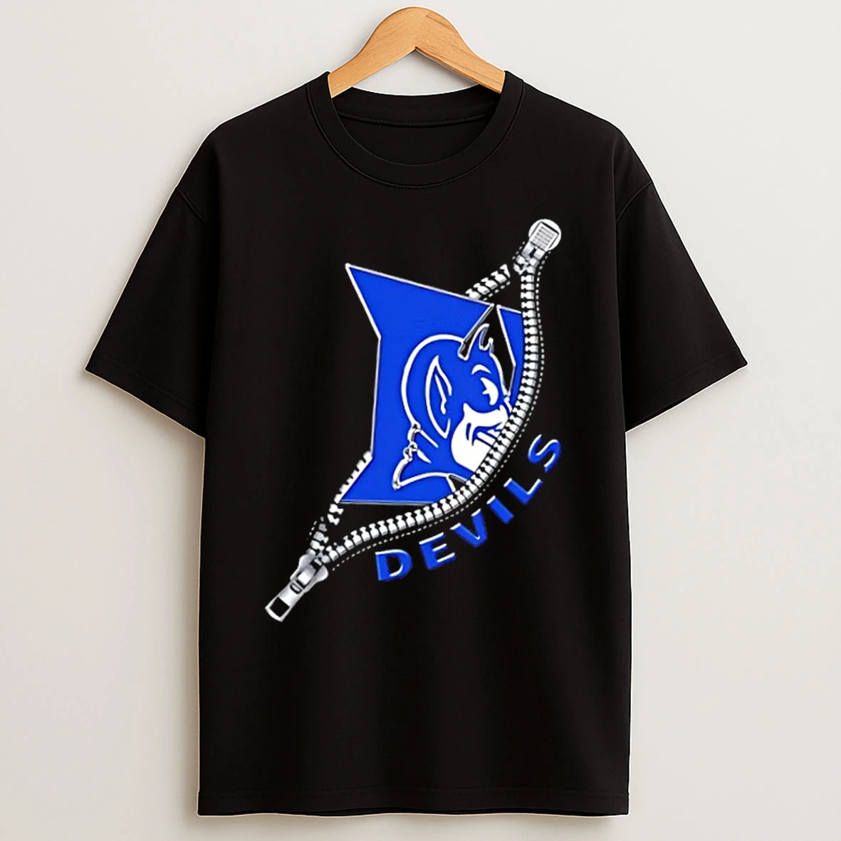 Classic Zipper X Duke Blue Devils Football Logo T Shirts