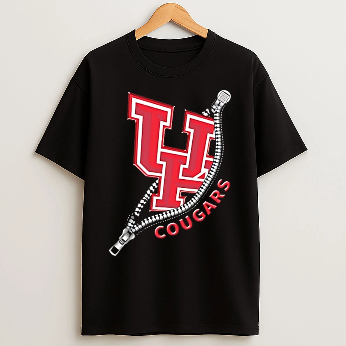 Classic Zipper X Houston Cougars Football Logo T Shirts