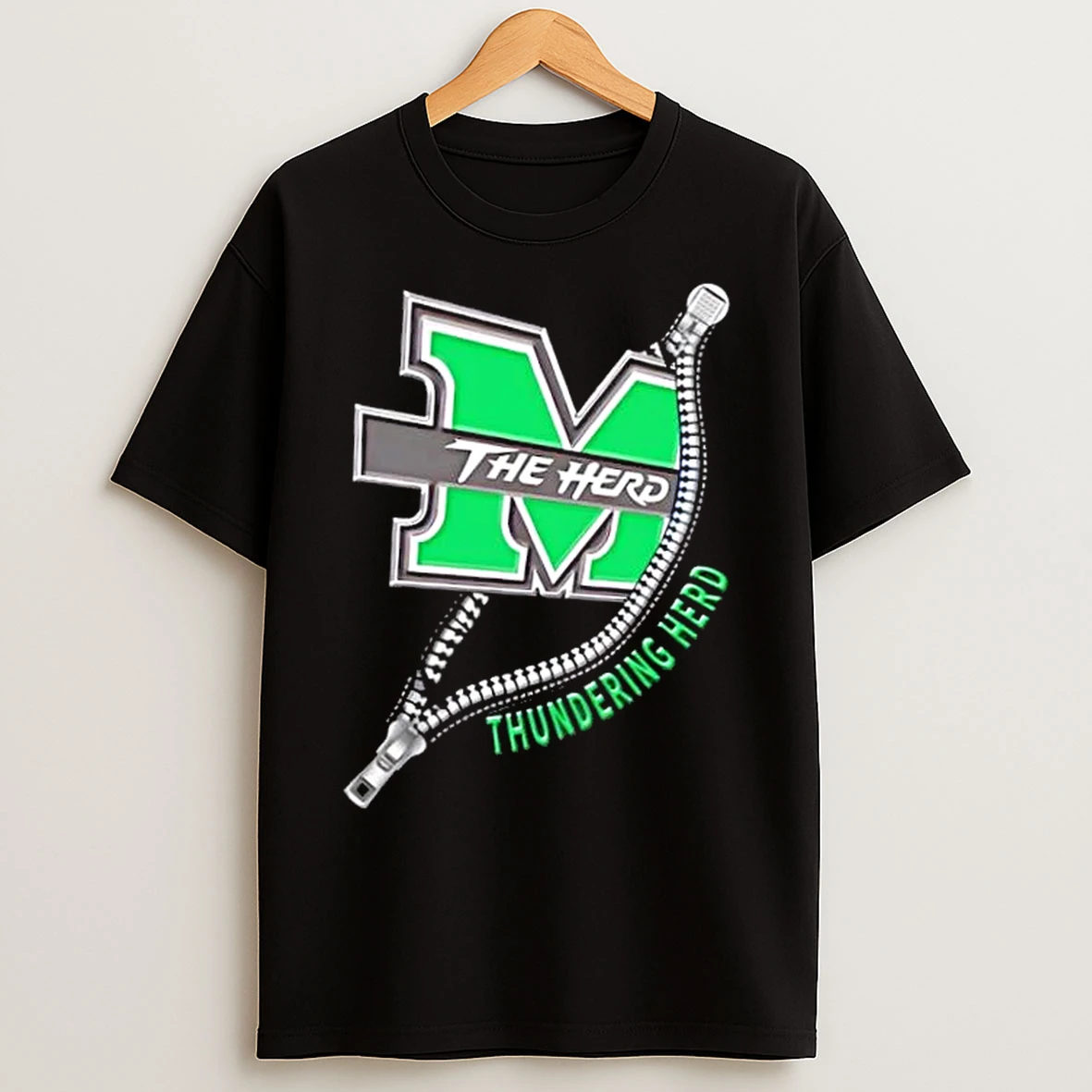 Classic Zipper X Marshall Thundering Herd Football Logo T Shirts