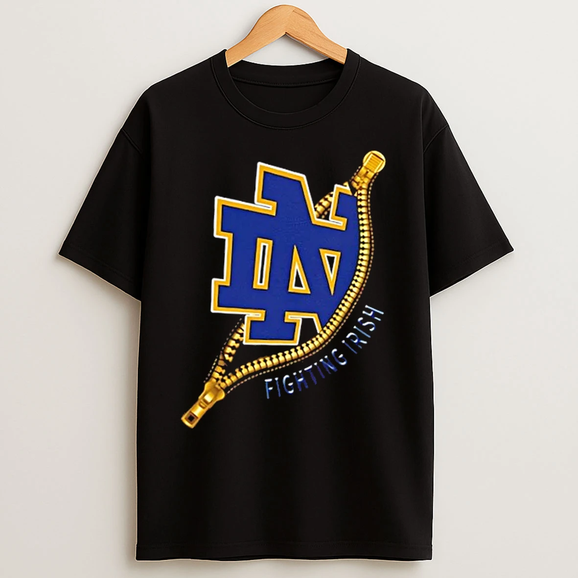 Classic Zipper X Notre Dame Fighting Irish Football Logo T Shirts