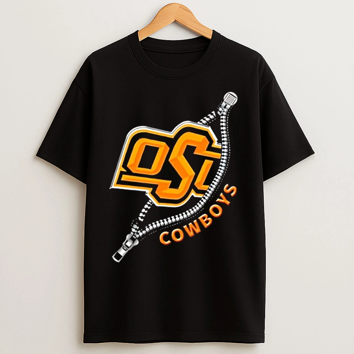 Classic Zipper X Oklahoma State Cowboys Football Logo T Shirts