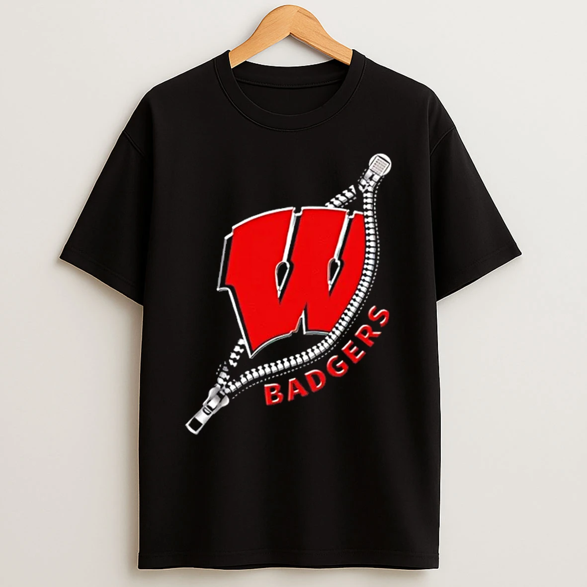 Classic Zipper X Wisconsin Badgers Football Logo T Shirts