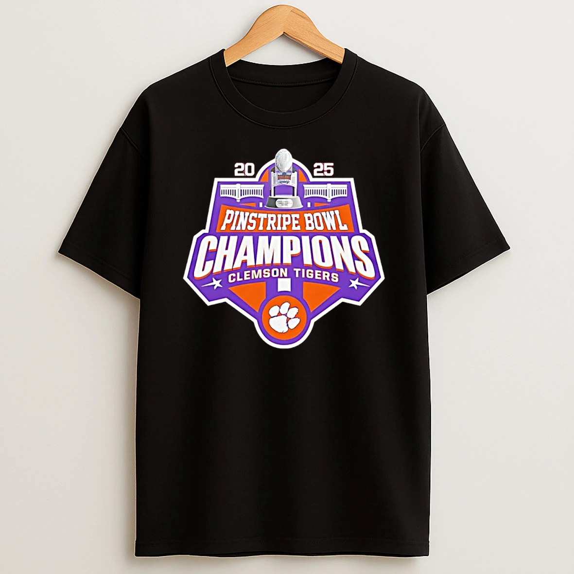 Clemson Tigers 2025 Pinstripe Bowl Champions Logo Shirts