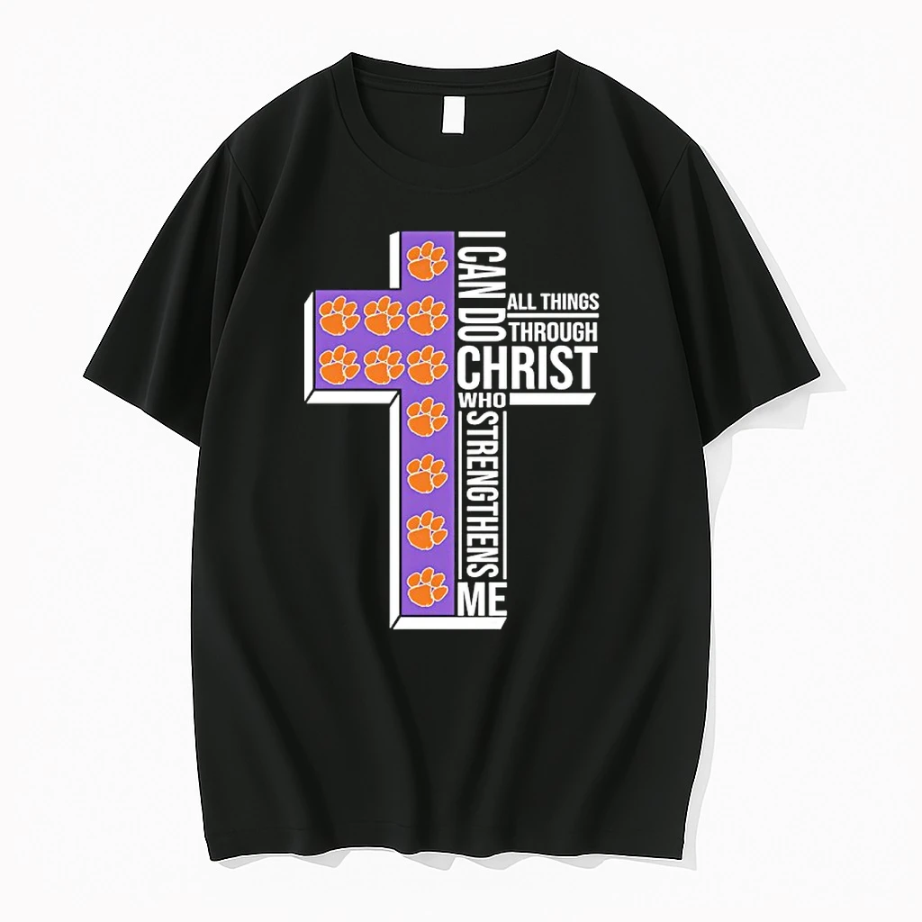 Clemson Tigers Cross I Can Do All Things Through Christ Who Strengthen Me Shirts