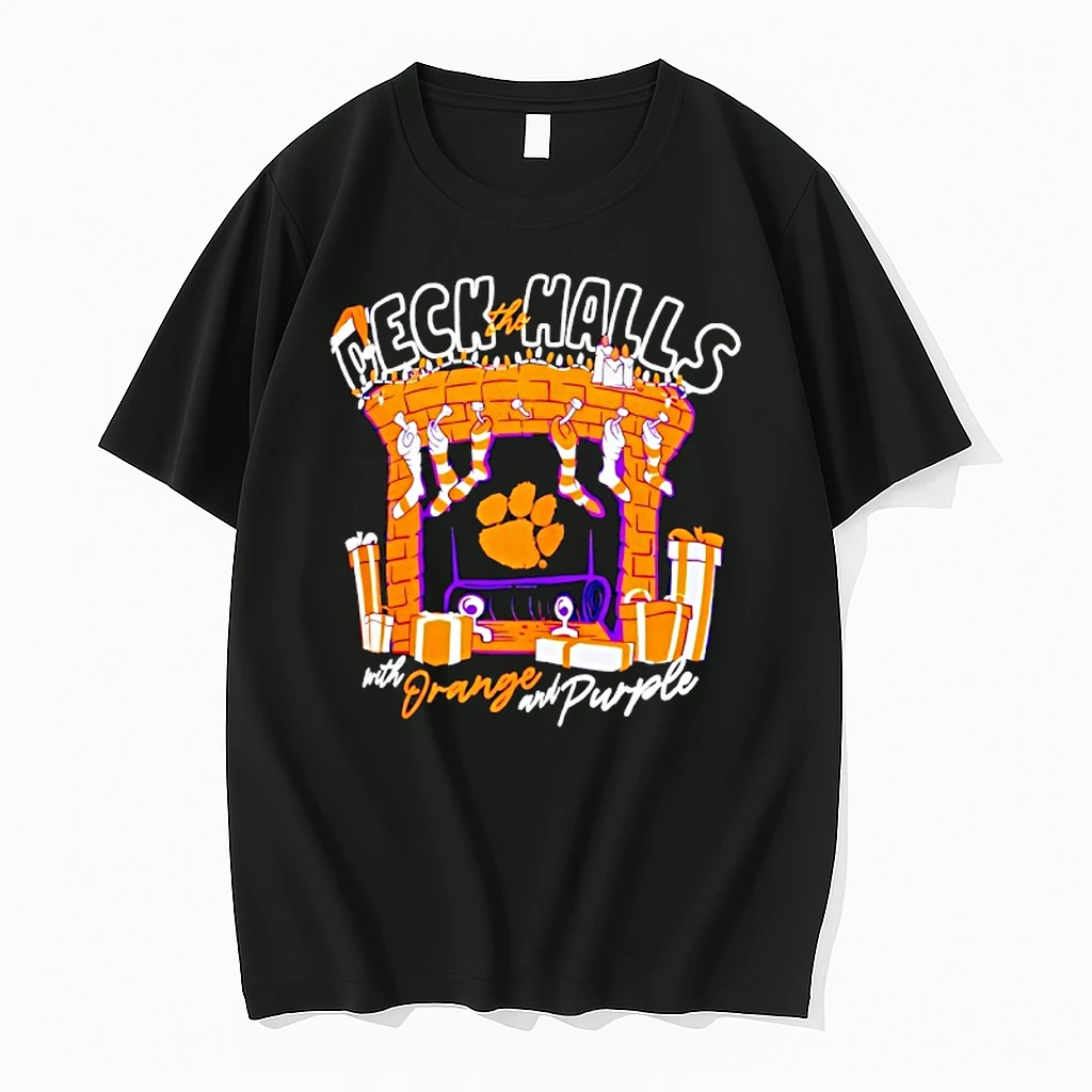 Clemson Tigers Deck The Halls With Orange And Purple Christmas Shirts
