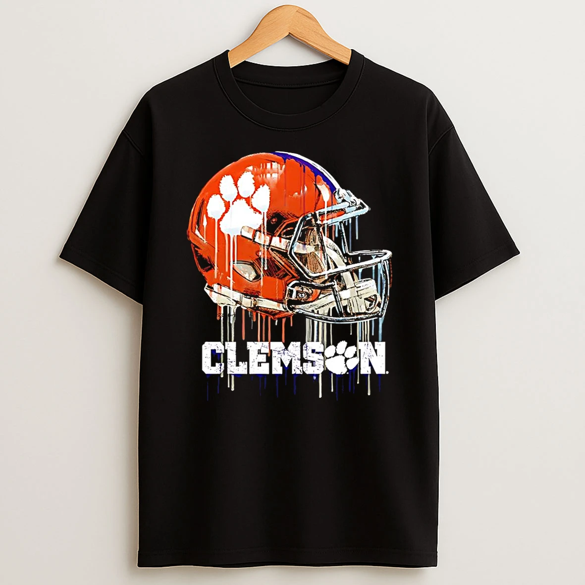 Clemson Tigers Vive La Fete Dripping Football Helmet Shirts