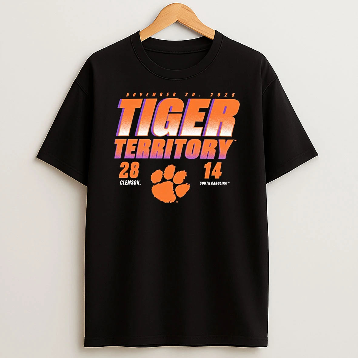 Clemson Tigers Vs South Carolina Gamecocks Tiger Territory November 28 2025 Score 28 14 Shirts