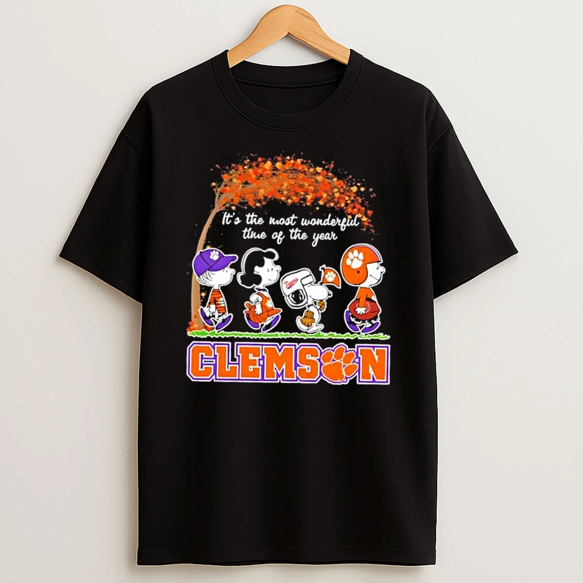 Clemson Tigers X Peanuts Snoopy And Friends Autumn Its The Most Wonderful Time Of The Year Shirts