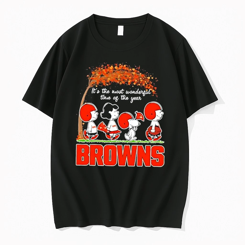 Cleveland Browns X Peanuts Snoopy And Friends Autumn Its The Most Wonderful Time Of The Year Shirts