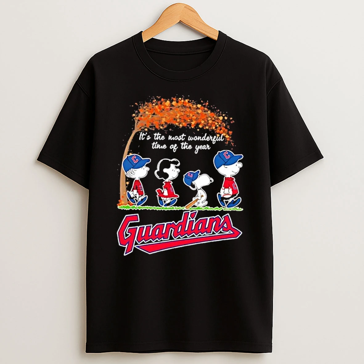 Cleveland Guardians X Peanuts Snoopy And Friends Autumn Its The Most Wonderful Time Of The Year Shirts