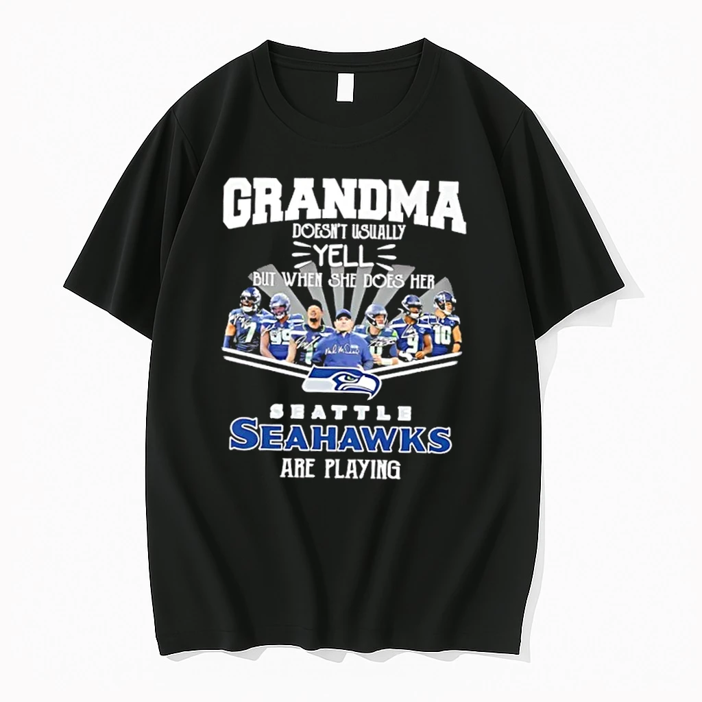 Coach Mike Macdonald And Players Grandma Doesnt Usually Yell But When She Does Her Seattle Seahawks Are Playing Shirts