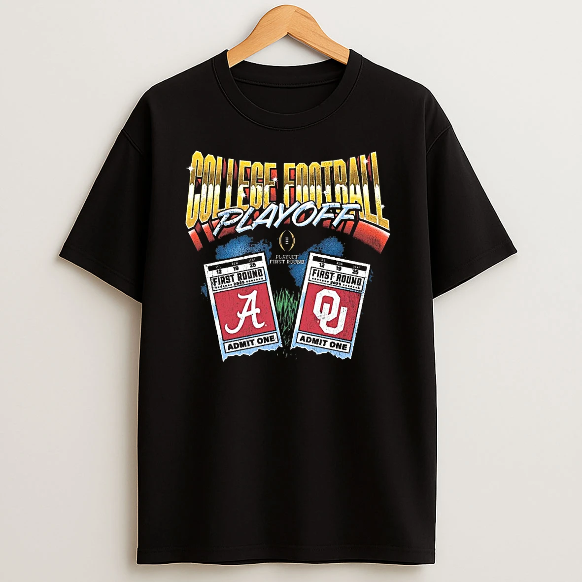 College Football Playoff 2025 First Round Oklahoma Sooners Vs Alabama Crimson Tide Matchup Ticket Admit One Shirts
