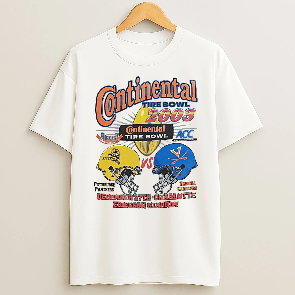 Continental Tire Bowl 2003 Pittsburgh Panthers Vs Virginia Cavaliers December 27th Charlotte Ericsson Stadium Shirts
