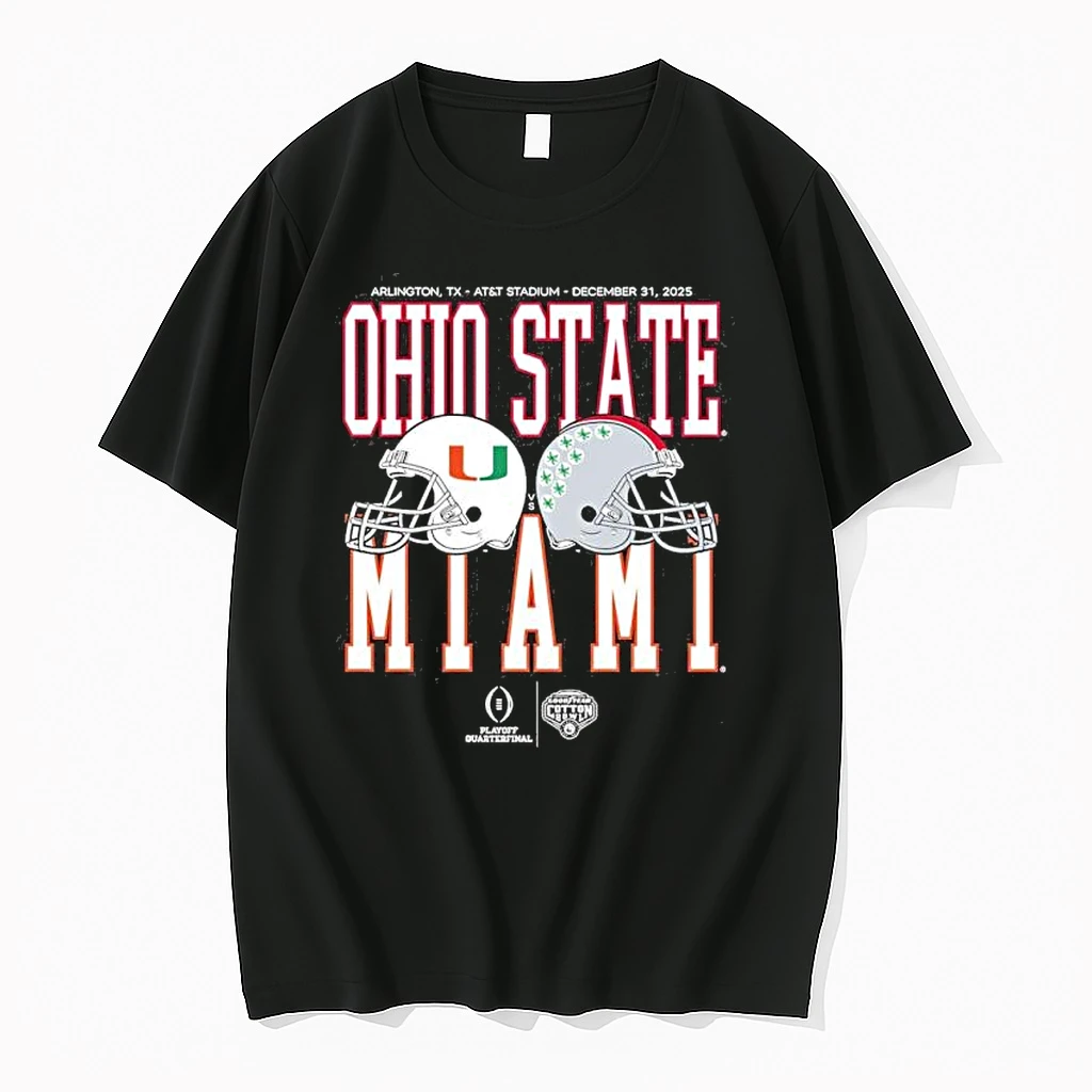 Cotton Bowl Classic 2025 Miami Vs Ohio State Helmet Matchup Shirts