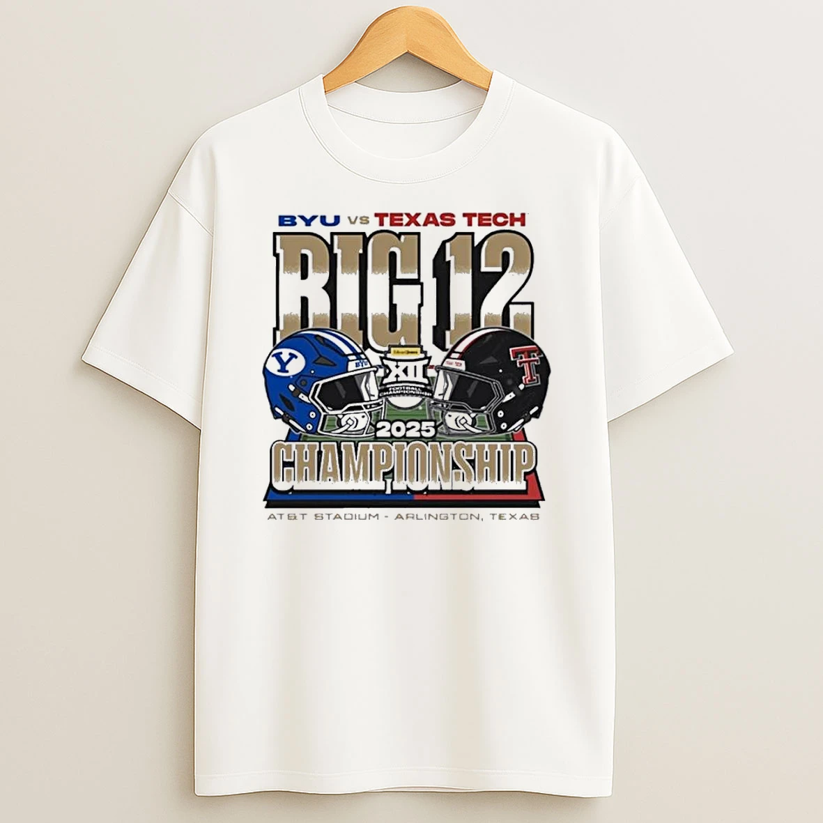 Cougars Vs Red Raiders 2025 Big 12 Football Championship Helmet Shirts