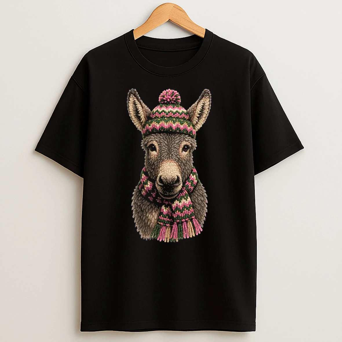 Crocheted Donkey Pink Winter Shirts