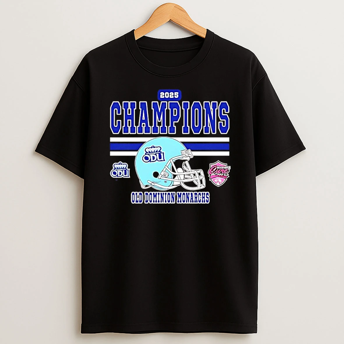 Cure Bowl Champions 2025 Old Dominion Monarchs Football Helmet Shirts