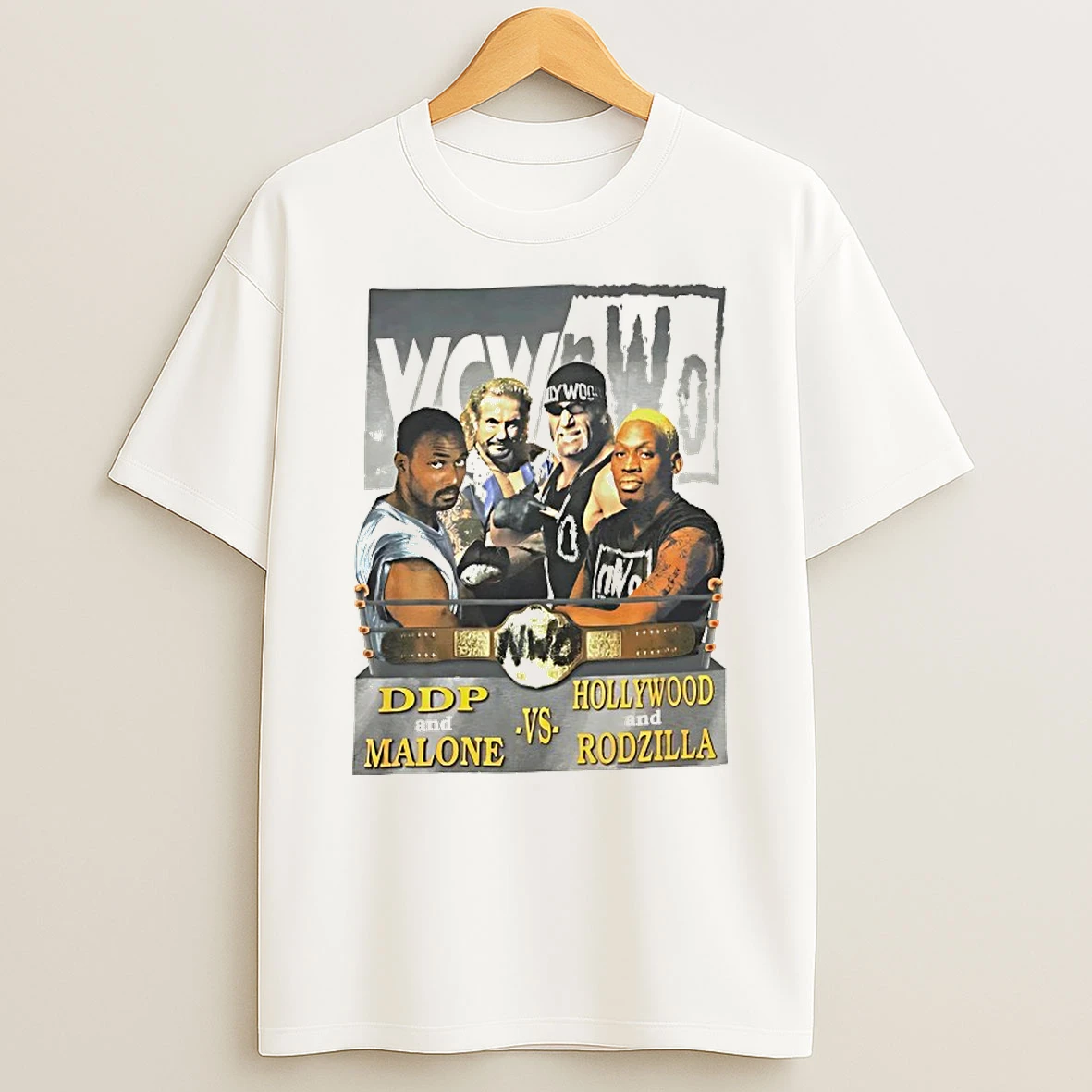 Ddp Karl Malone Hollywood Hogan And Dennis Rodman Wcw Nwo Shirts