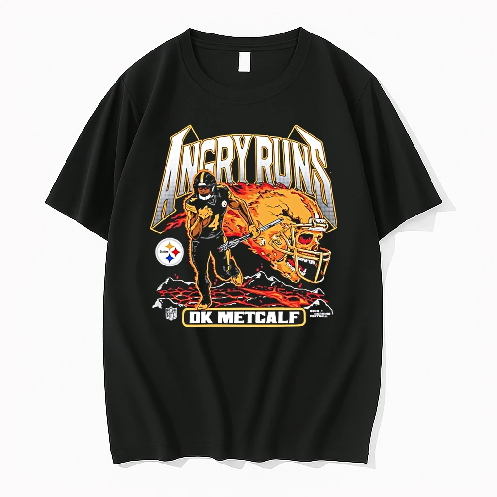 Dk Metcalf Nfl Pittsburgh Steelers Angry Runs Skull Helmet Shirts