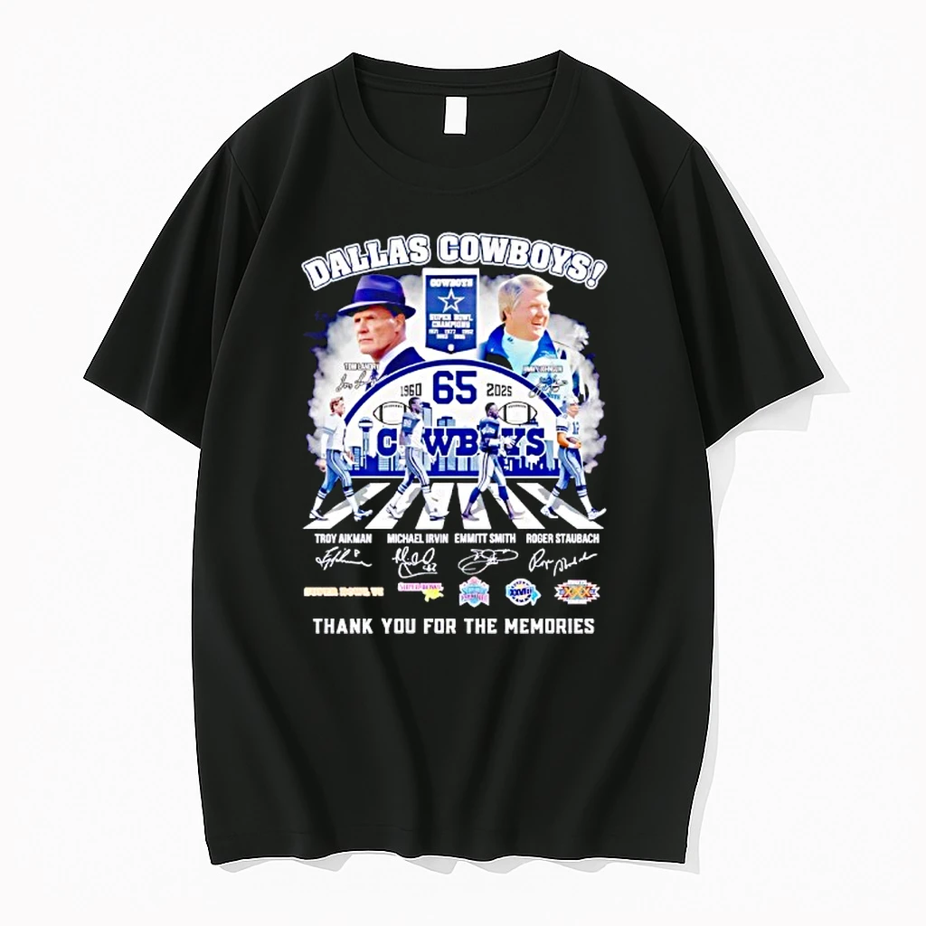 Dallas Cowboys 65th Anniversary 1960 2025 Thank You For The Memories Team Graphic Signature Shirts
