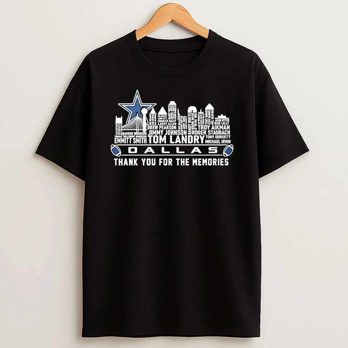 Dallas Skyline X Dallas Cowboys Typo Team Name Shirts