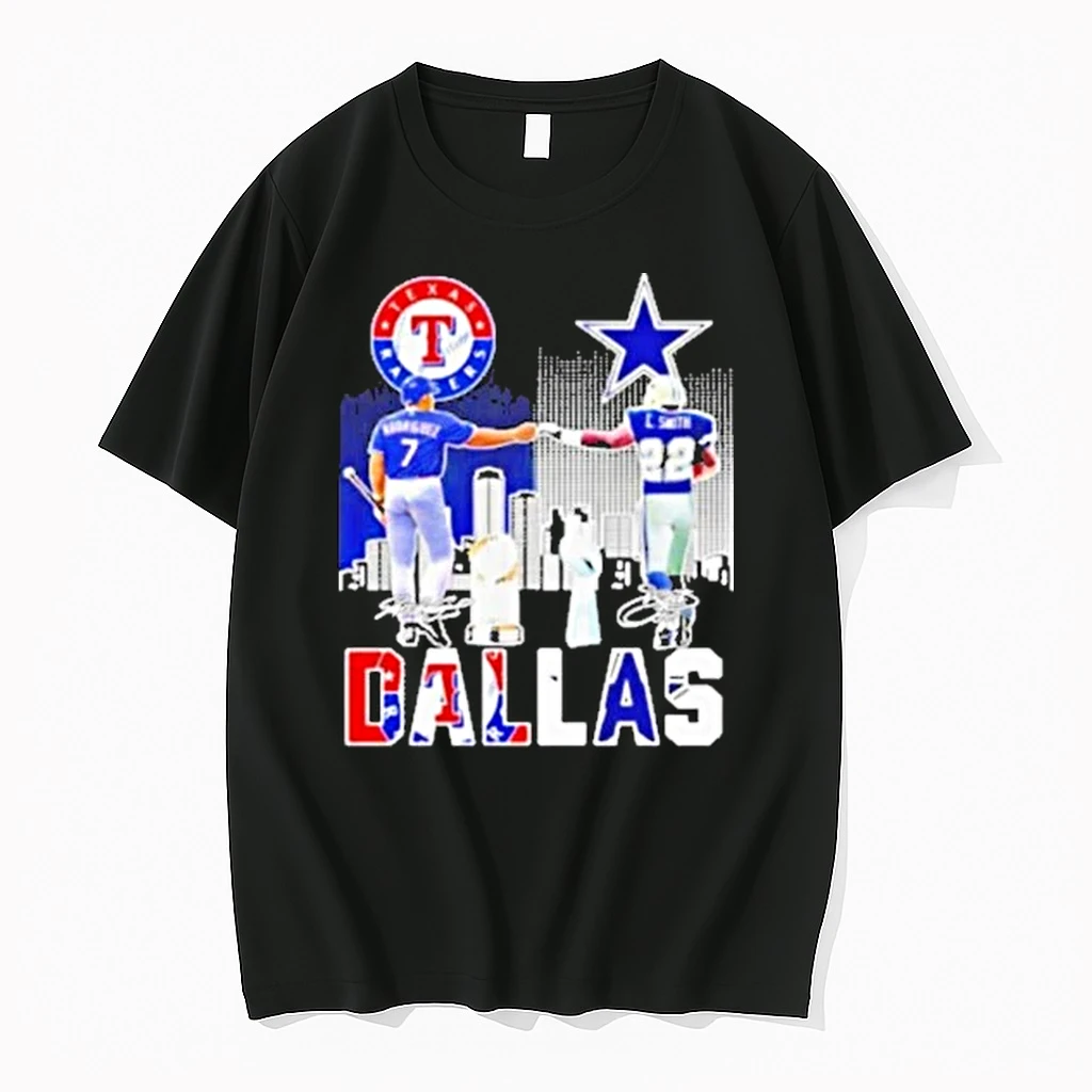 Dallas Sports Teams Texas Rangers And Dallas Cowboys Players Signatures Shirts