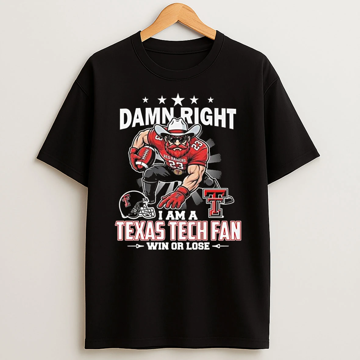 Damn Right I Am A Texas Tech Red Raiders Fan Win Or Lose Mascot 2025 Shirts