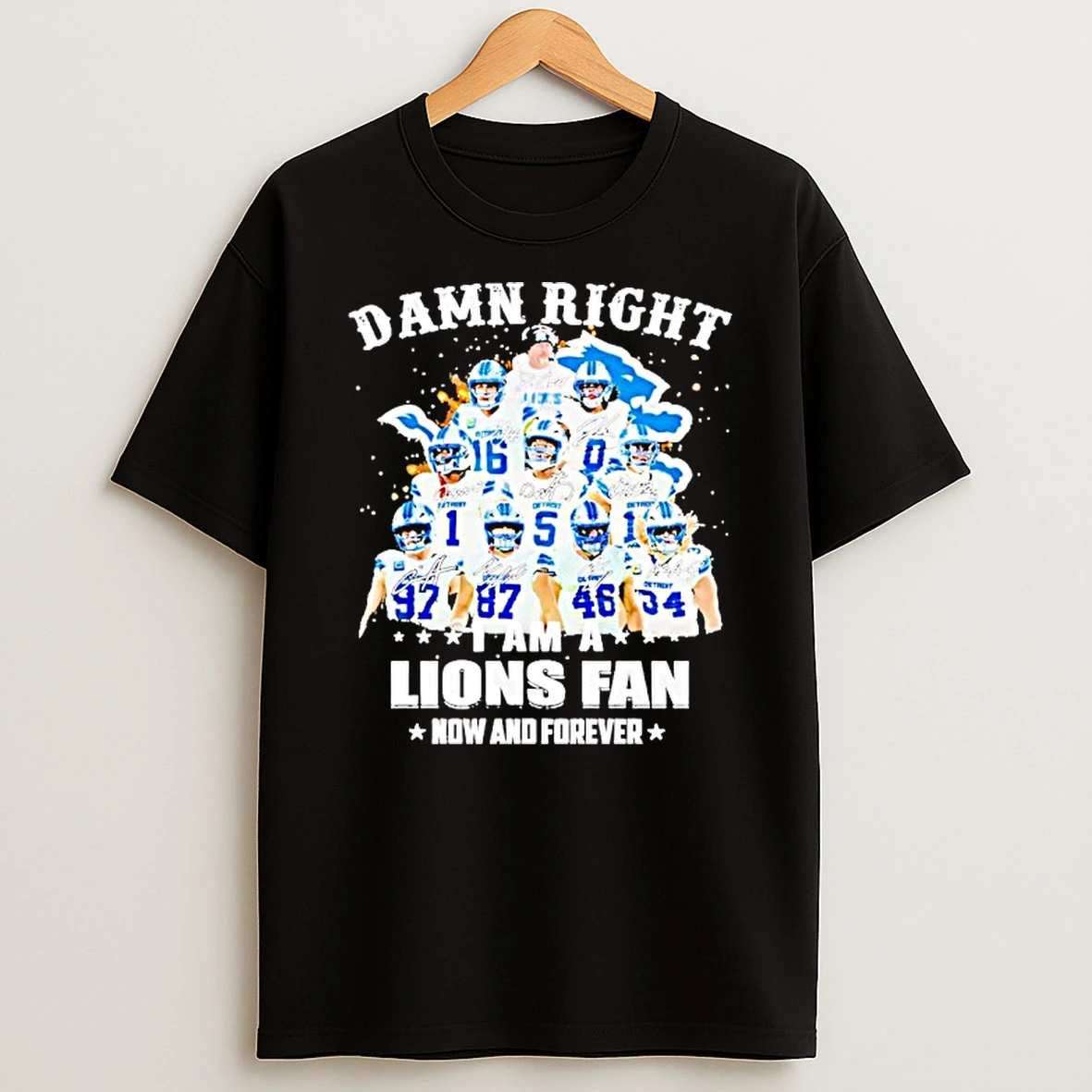 Damn Right Team Player I Am A Lions Fan Now And Forever Shirts