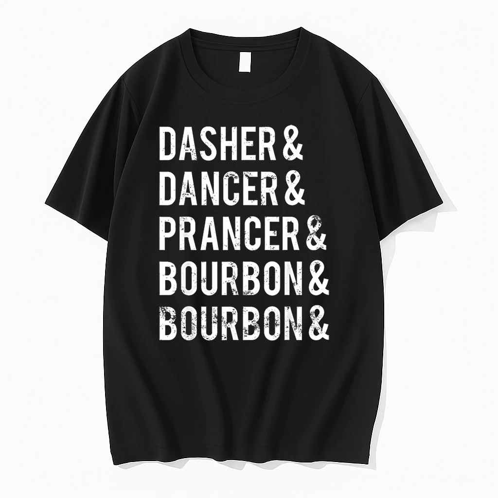Dasher Dancer Prancer Bourbon Holiday Joke Christmas Apparel Shirts
