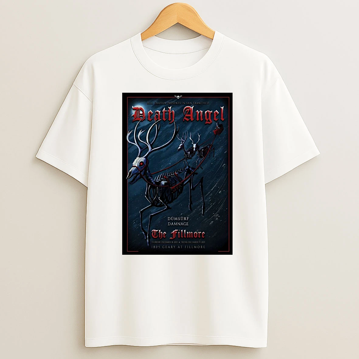 Death Angel December 18 2025 San Francisco Ca Shirts