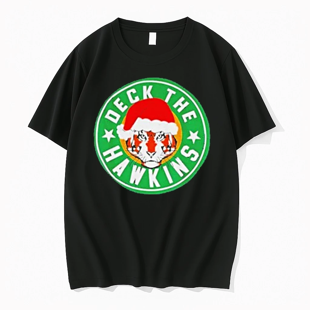 Deck The Hawkins Big Chest Badge Stranger Things Merry Christmas Shirts