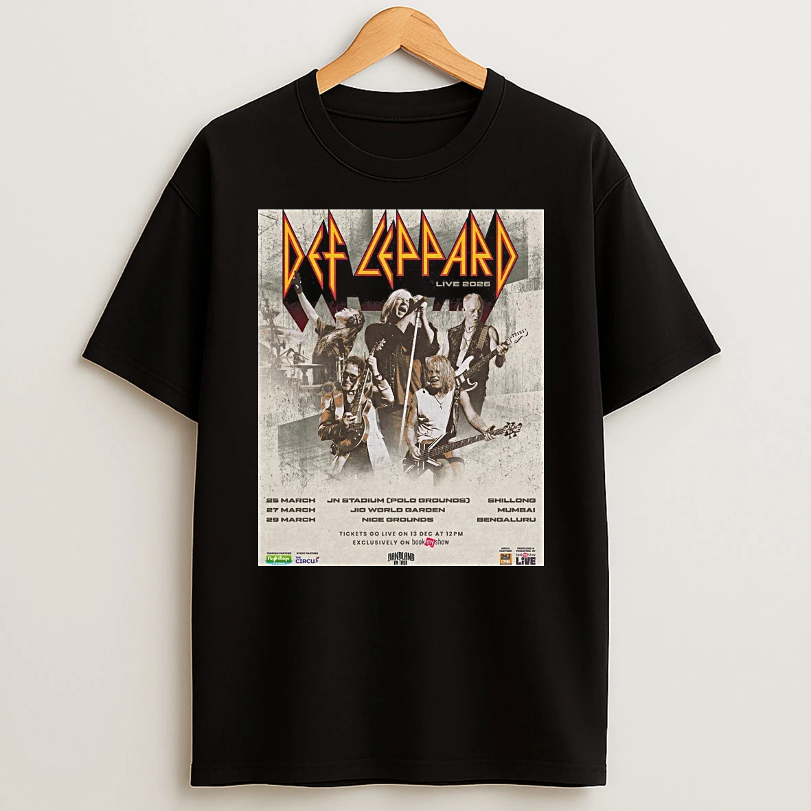 Def Leppard 2026 India Tour March 25 27 And 29 Shillong Mumbai And Bengaluru Shirts