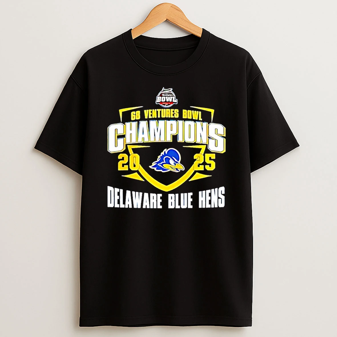 Delaware Fightin Blue Hens 2025 68 Ventures Bowl Champions Classic Shirts