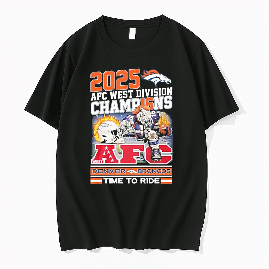 Denver Broncos 2025 Afc West Division Champions Mascot Time To Ride Shirts