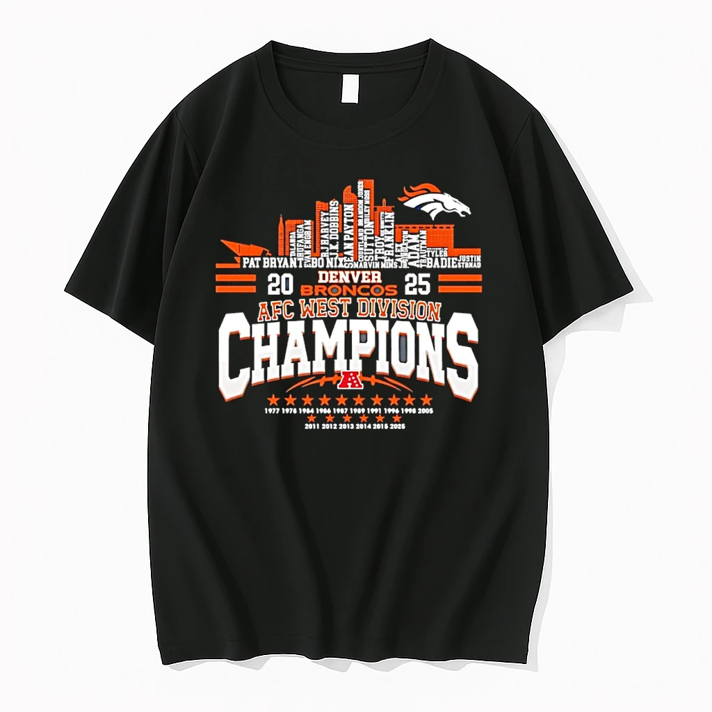 Denver Broncos 2025 Afc West Division Champions City Skyline Shirts