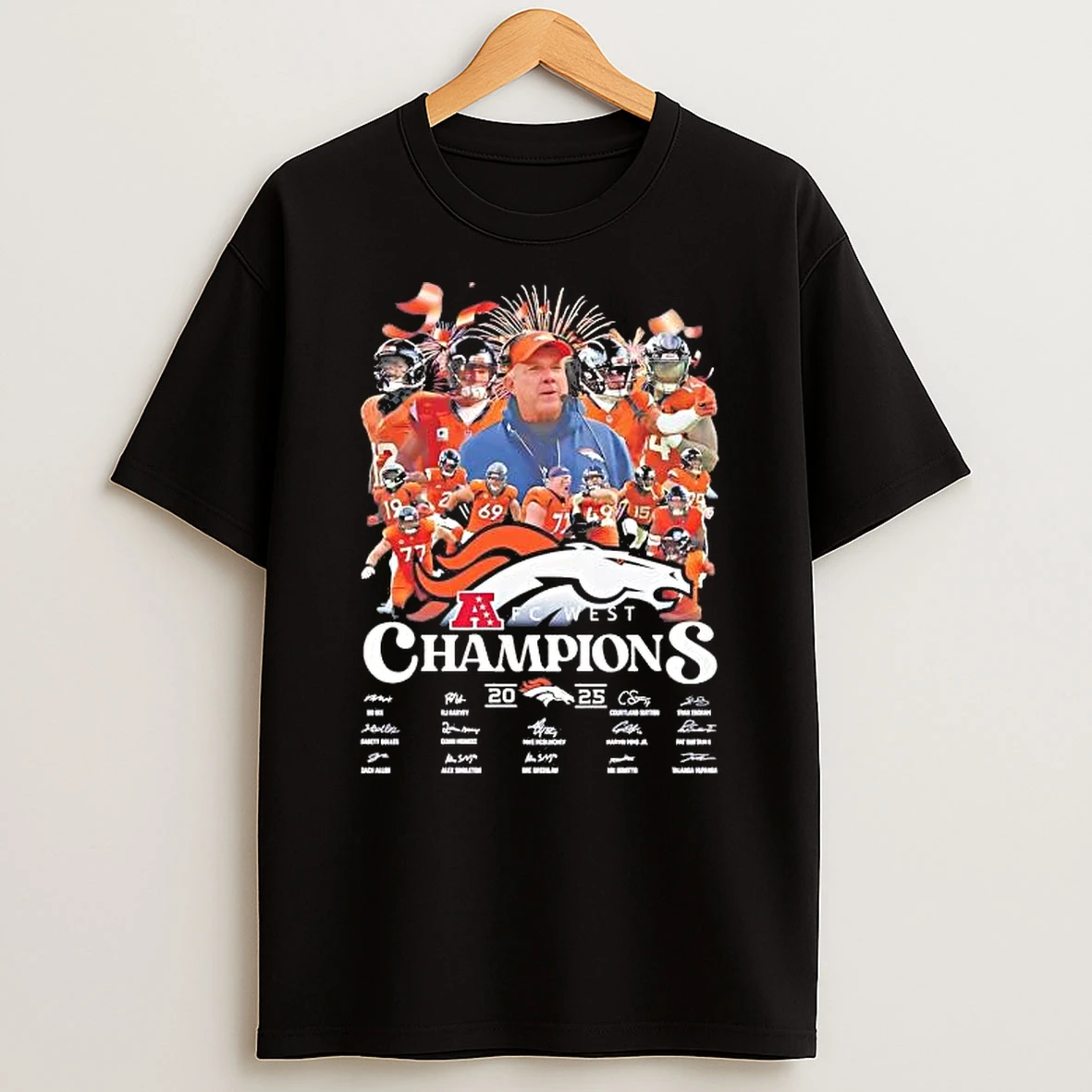 Denver Broncos 2025 Afc West Champions Team Players Signatures Shirts