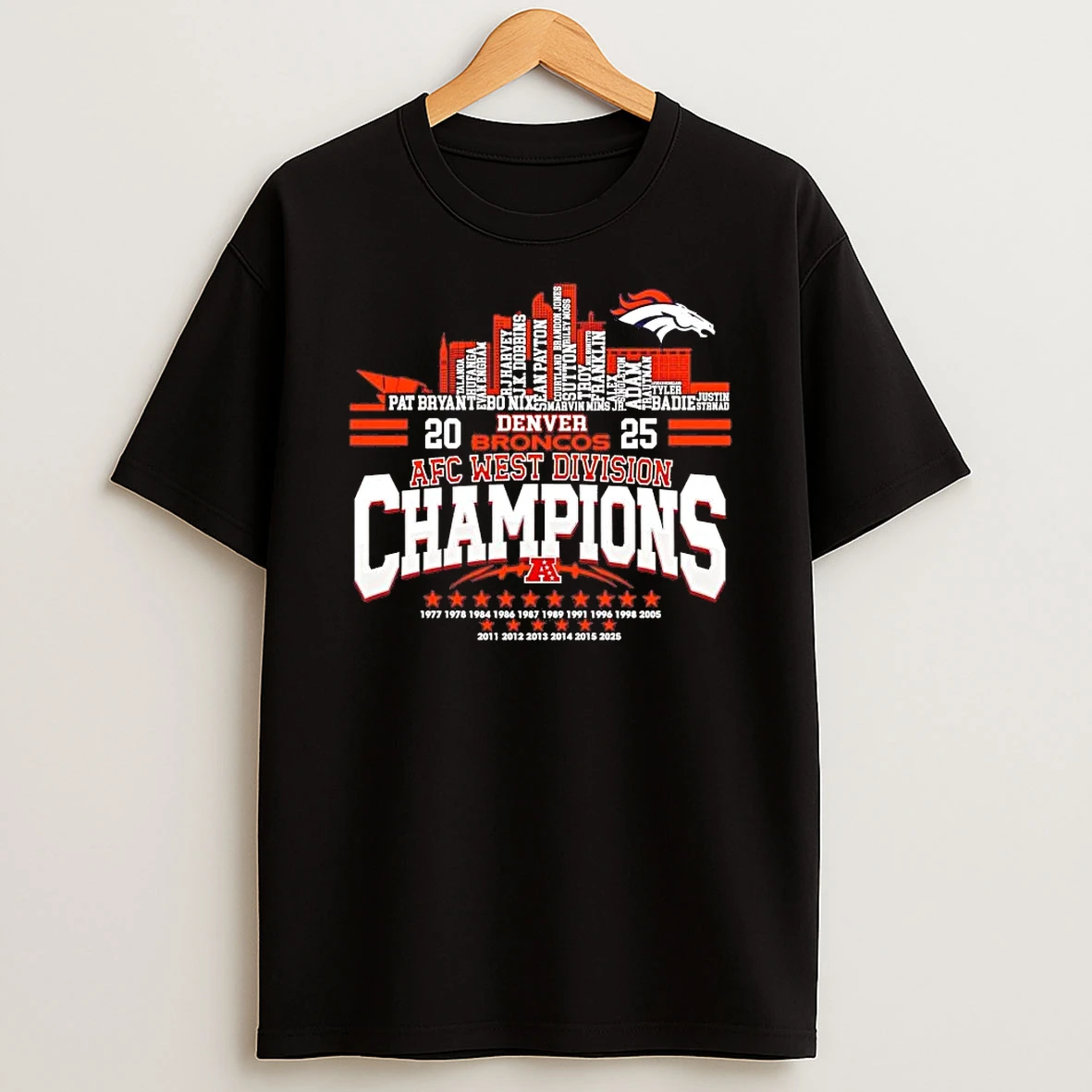 Denver Broncos 2025 Afc West Division Champions Players Names Shirts