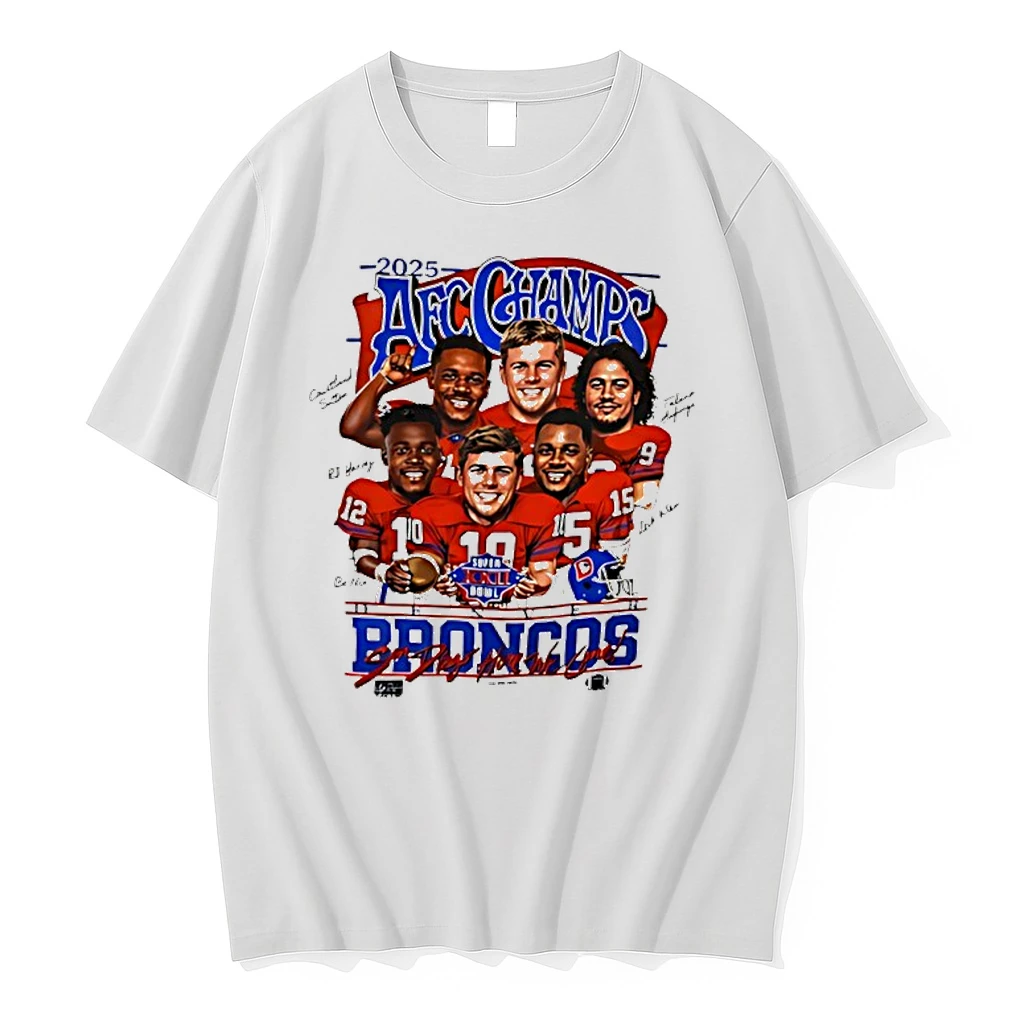 Denver Broncos 2025 Afc Champs Signatures Caricature Shirts