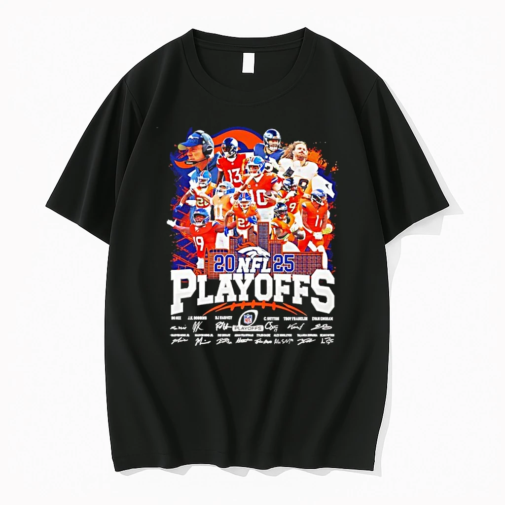Denver Broncos 2025 Nfl Playoff City Skyline Signatures Shirts