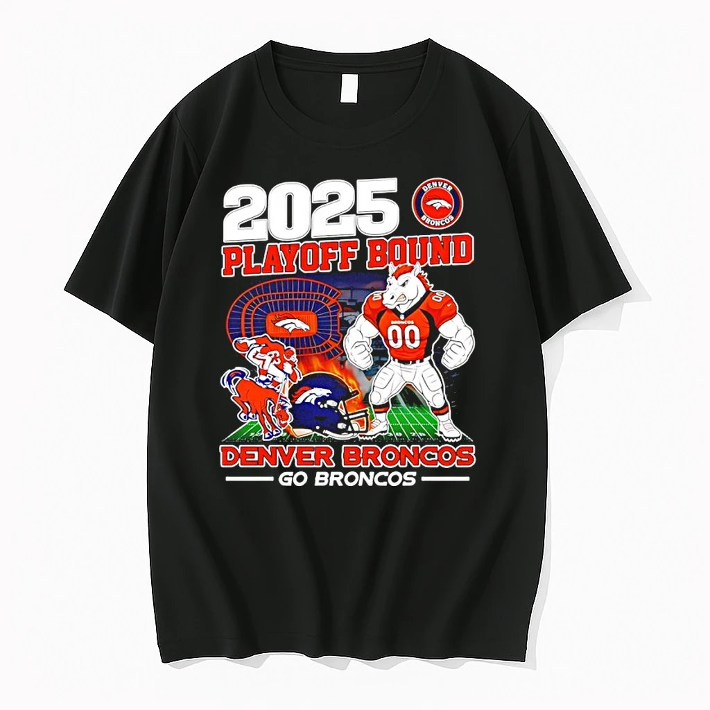 Denver Broncos 2025 Playoff Bound Go Broncos Mascot Shirts