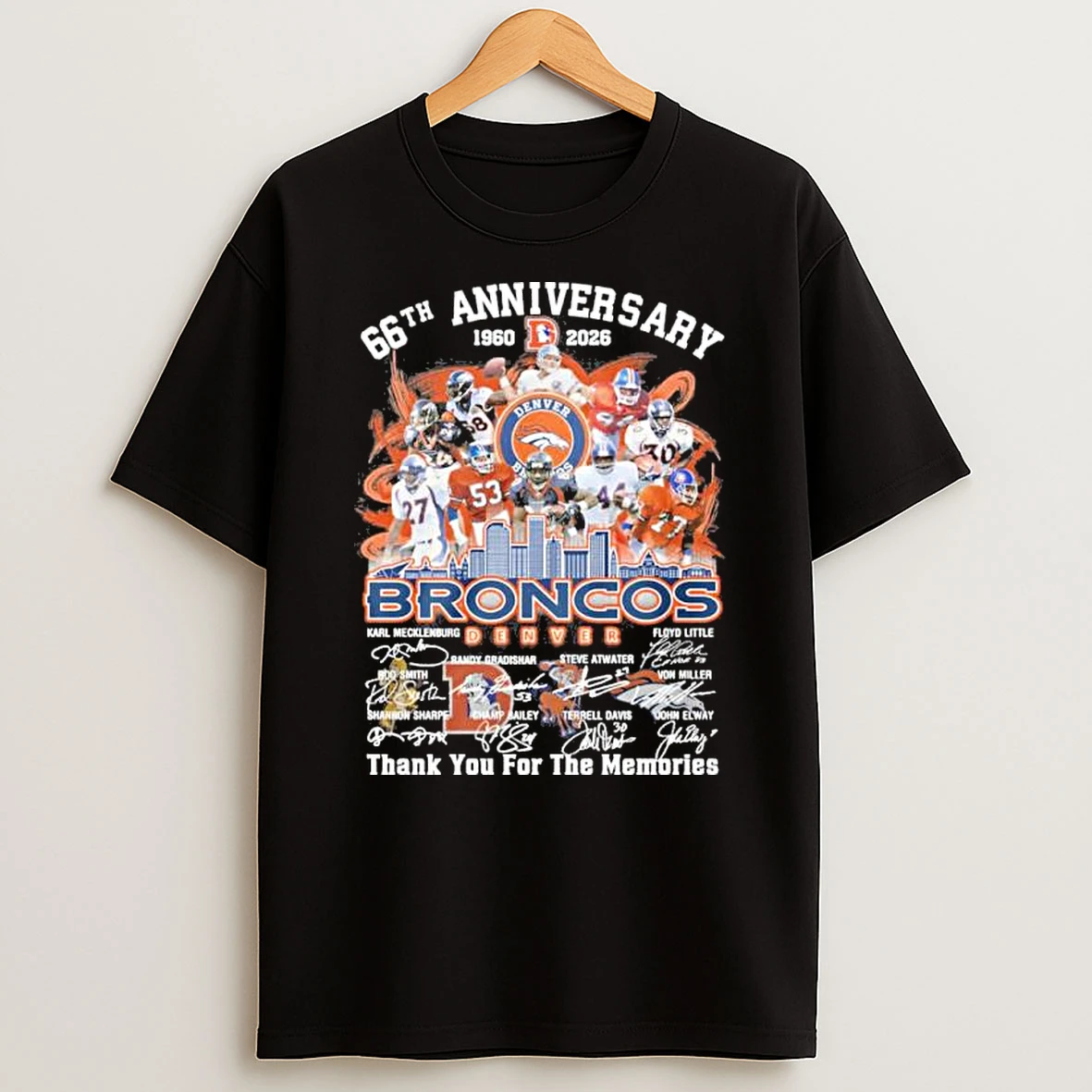 Denver Broncos Team 66th Anniversary 1960 2026 Thank You For The Memories Shirts