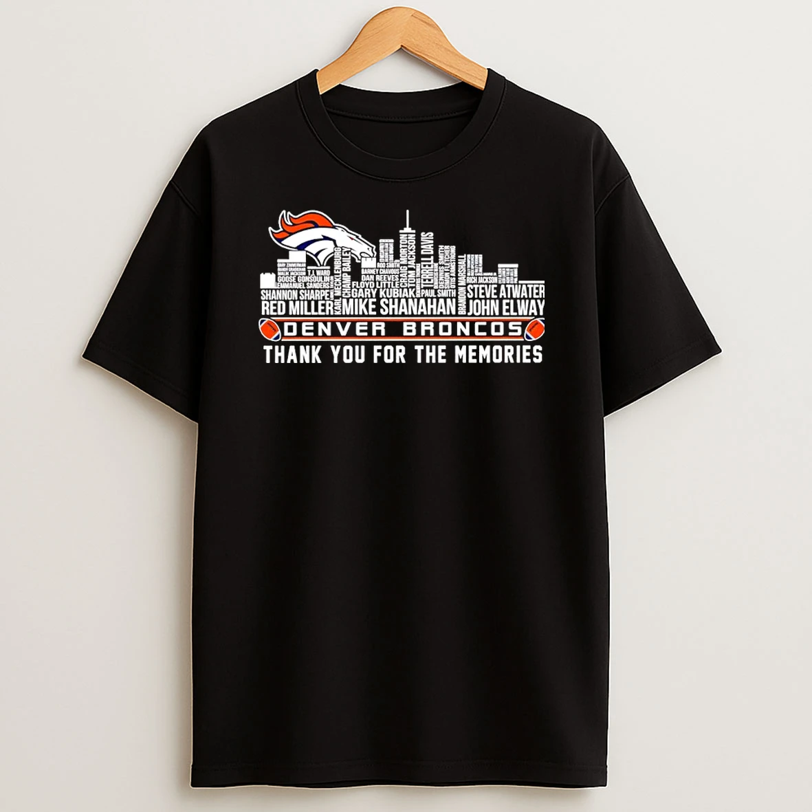 Denver Broncos Players Names City Skyline Thank You For The Memories Shirts