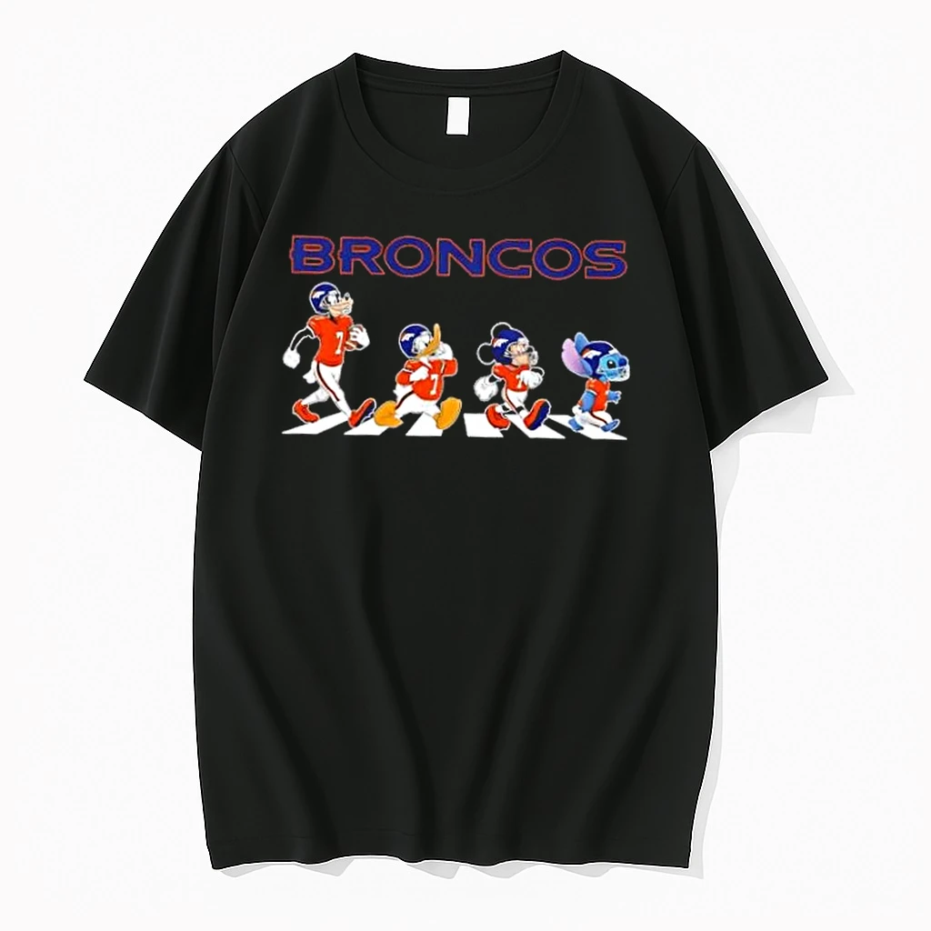 Denver Broncos X Disney Stitch Mickey Donald Duck Goofy Abbey Road Shirts