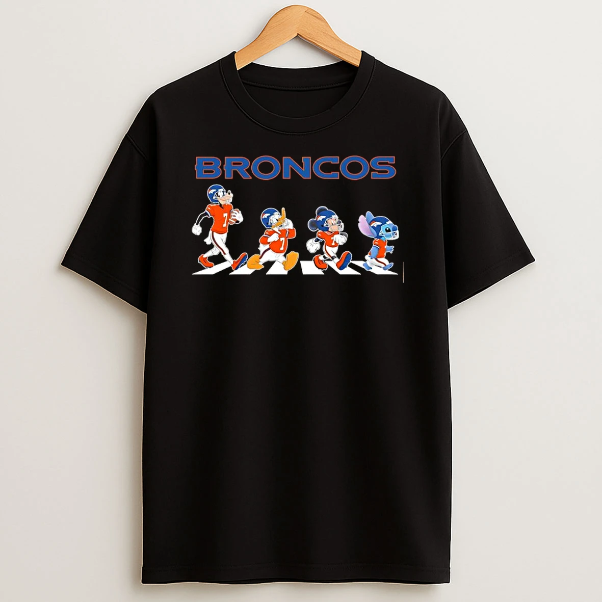 Denver Broncos X Goofy X Donald Duck X Mickey Mouse X Stitch Abbey Road Shirts
