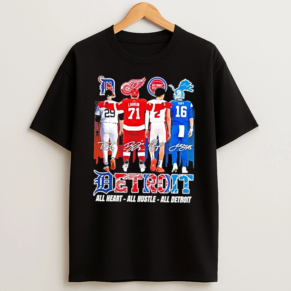 Detroit City Sports All Heart All Hustle All Detroit Legends Signatures Skyline Shirts
