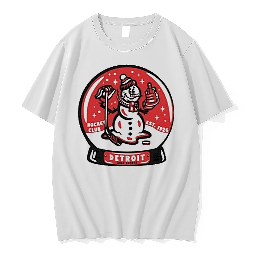 Detroit Hockey Frosty Snowman Snow Globe Graphic Shirts