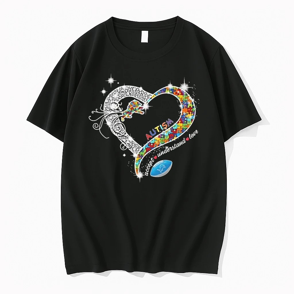Detroit Lions Accept Understand Love Autism Diamond Heart 2026 Shirts