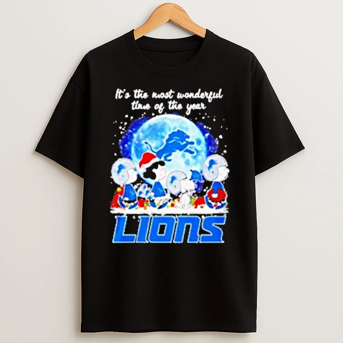 Detroit Lions X Snoopy Peanuts Christmas Its The Most Wonderful Time Of The Year Shirts